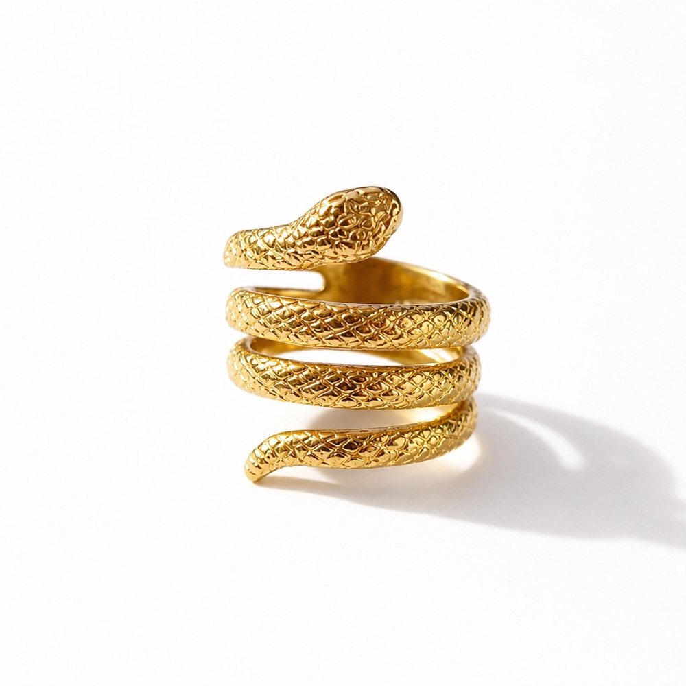 Gold Snake Wrap Ring Size 6 Whimsygoth Serpent Statement Ring Witchy Jewelry